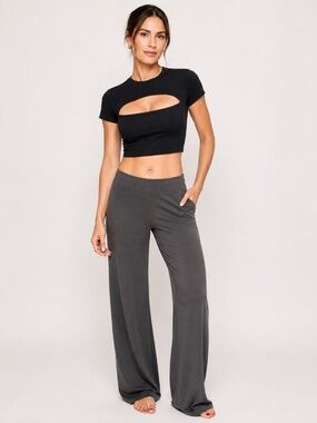Susana Monaco Black Cutout Crop Top Size S NWT Made in USA